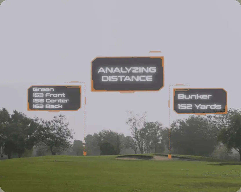 Concept rendering of distance readouts to the green and a bunker